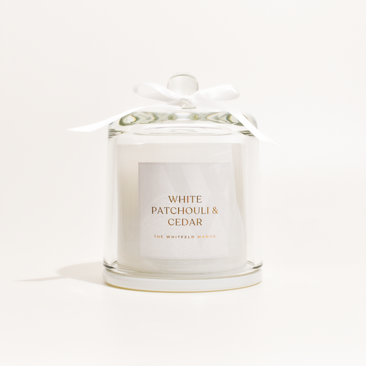 White patchouli and cedar (Black Opium*) candle